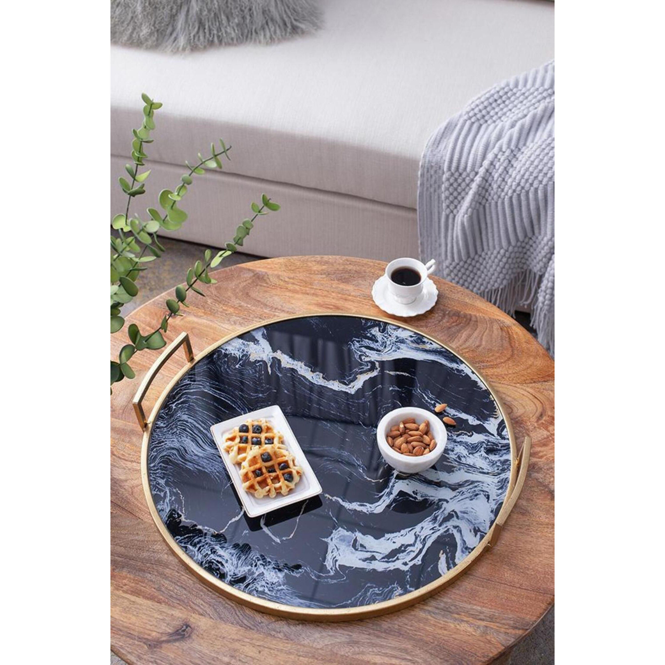 Anita Gold and Black Tray, Set of 2