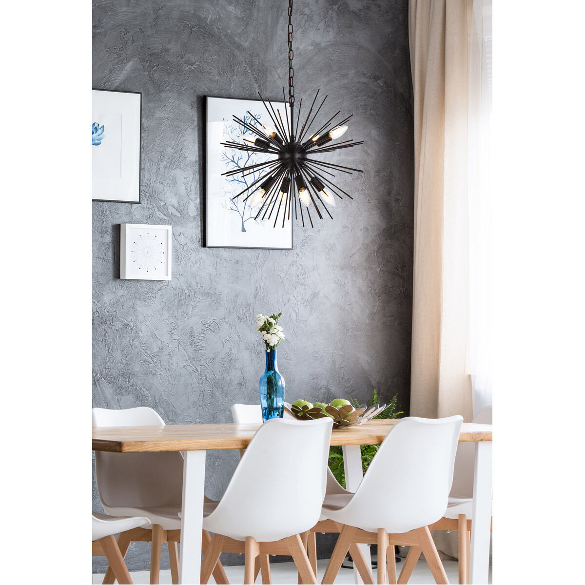 Timber 8 Light 20 inch Black Pendant Ceiling Light