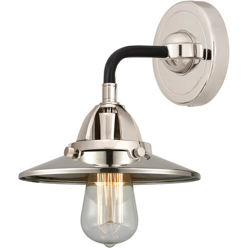 Nouveau 2 Railroad 1 Light 8 inch Black Polished Nickel Sconce Wall Light