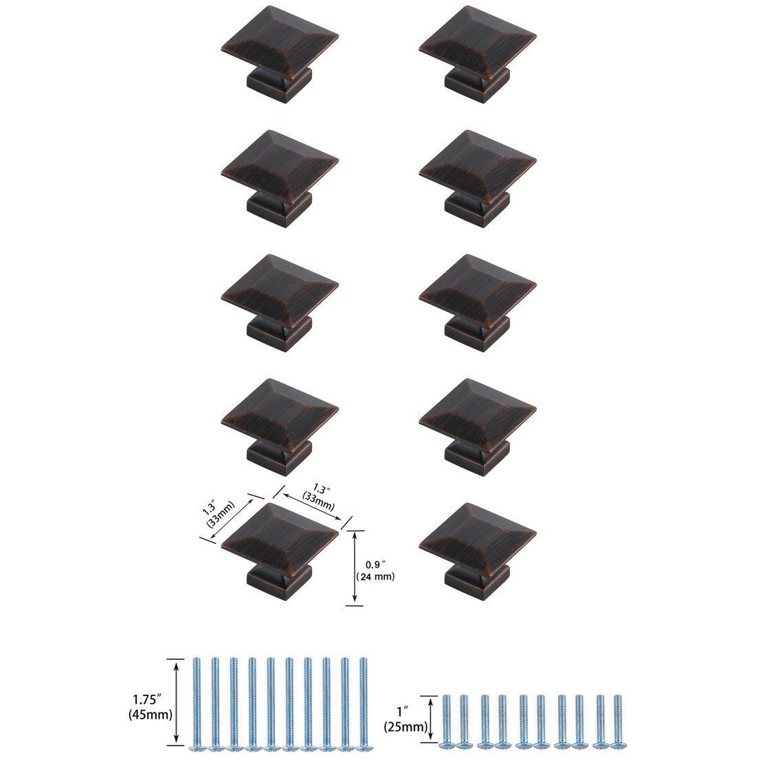 Cecil Oil-Rubbed Bronze Hardware Cabinet Knob, Set of 10