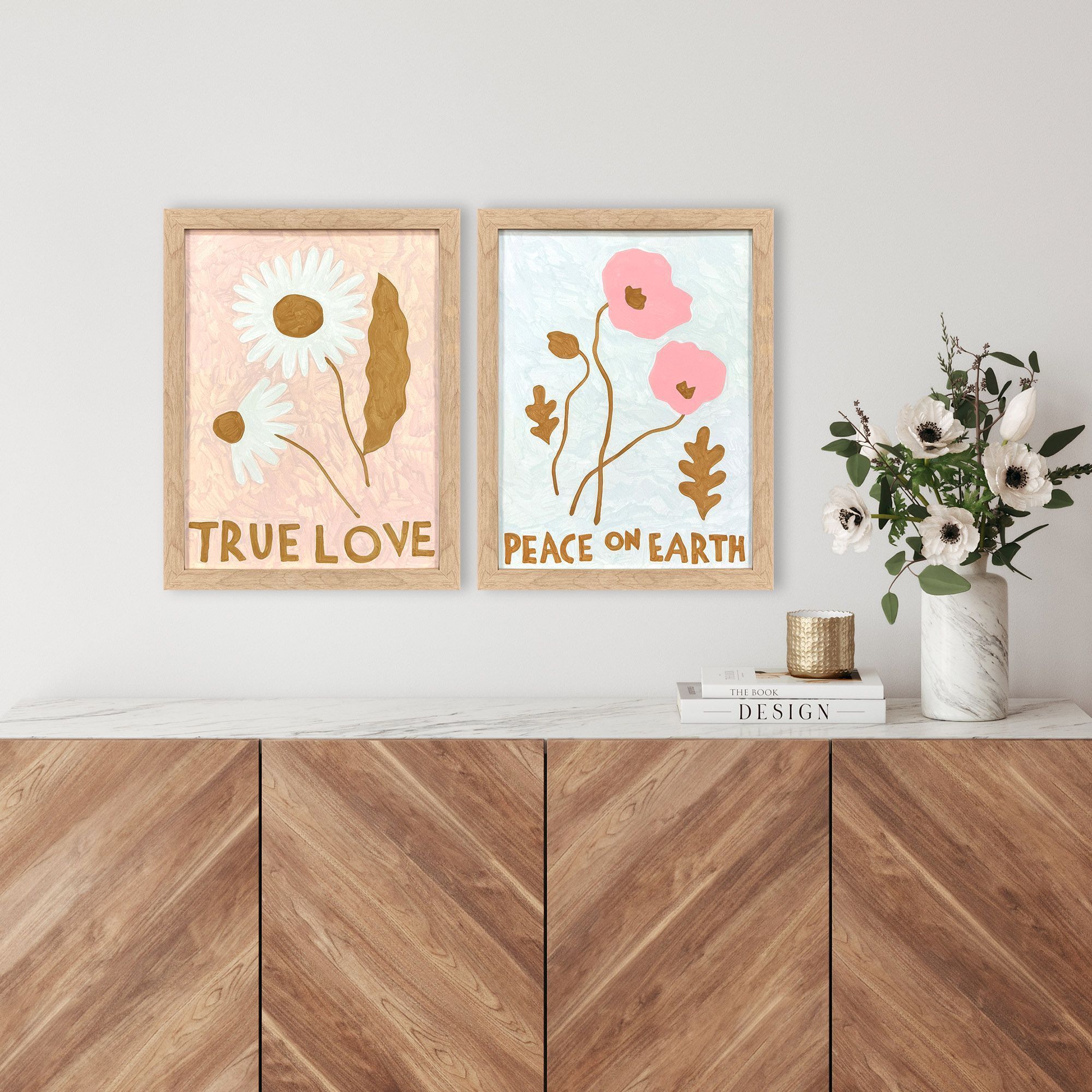 Whimsical Bloom Whimsical Dream Whimsical Oasis Pink and Green and Blue and Teal Framed Art, Propac