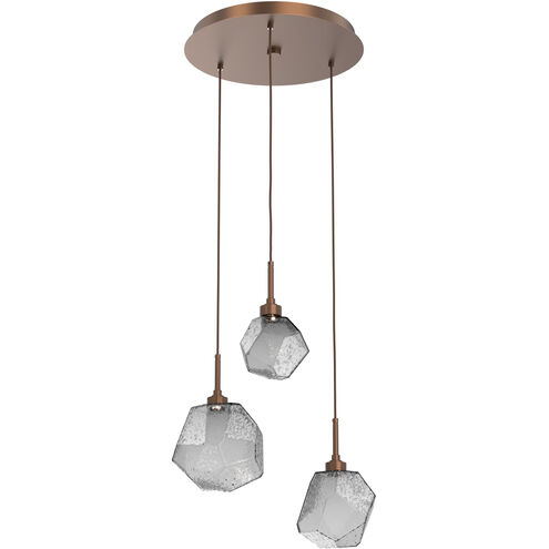 Gem LED 20.1 inch Burnished Bronze Chandelier Ceiling Light in 3000K LED, Smoke, Round Multi-Port