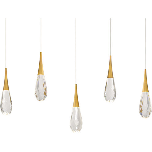 Beyond Hibiscus LED 5.5 inch Aged Brass Multi-Light Pendant Ceiling Light, Linear Canopy