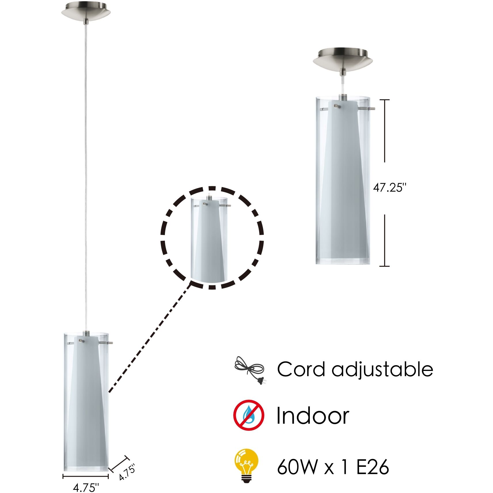 Pinto Nero 1 Light 4.75 inch Matte Nickel Mini Pendant Ceiling Light