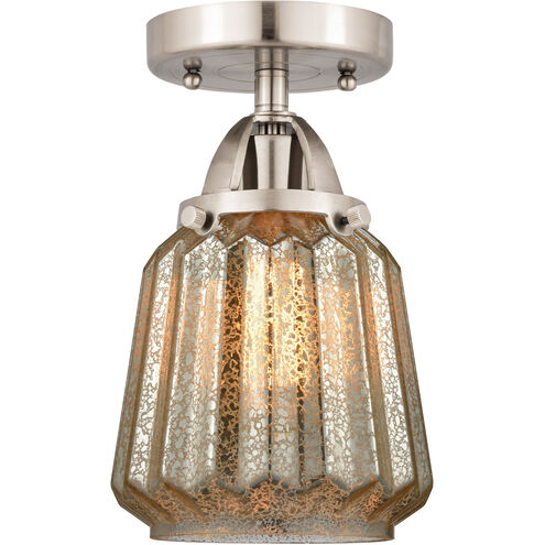 Nouveau 2 Chatham 1 Light 6 inch Brushed Satin Nickel Semi-Flush Mount Ceiling Light in Mercury Glass