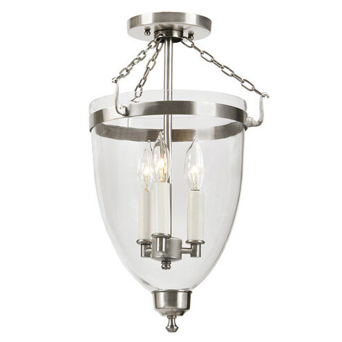 Danbury 3 Light 11 inch Pewter Semi-Flush Mount Ceiling Light