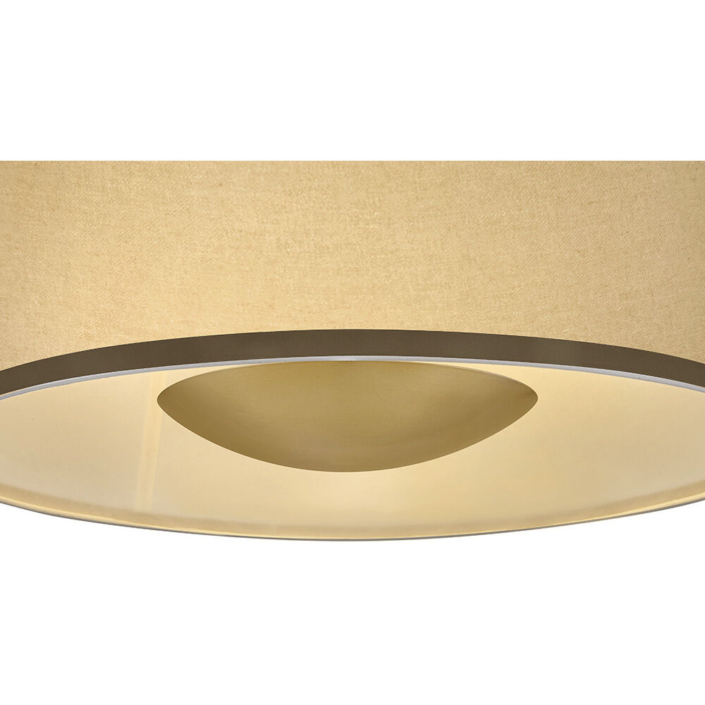 Sonia 3 Light 18 inch Lacquered Brass Pendant Ceiling Light in Light Beige Fabric