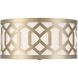 Jennings 3 Light 16.25 inch Aged Brass Flush Ceiling Light