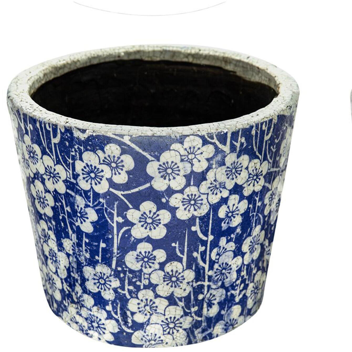 Terracotta Blue and White Outdoor Planter, Set of 4