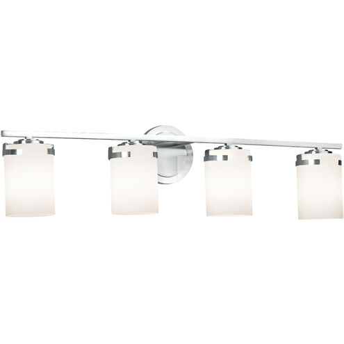 Fusion 4 Light 31.5 inch Brushed Nickel Vanity Light Wall Light in Incandescent, Caramel Fusion