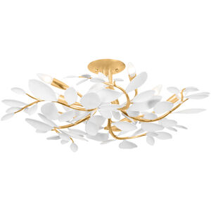 Marabec 10 Light 32 inch Vintage Gold Leaf and White Plaster Semi Flush Ceiling Light
