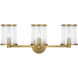 Reynolds 3 Light 23.88 inch Time Worn Brass Vanity Light Wall Light