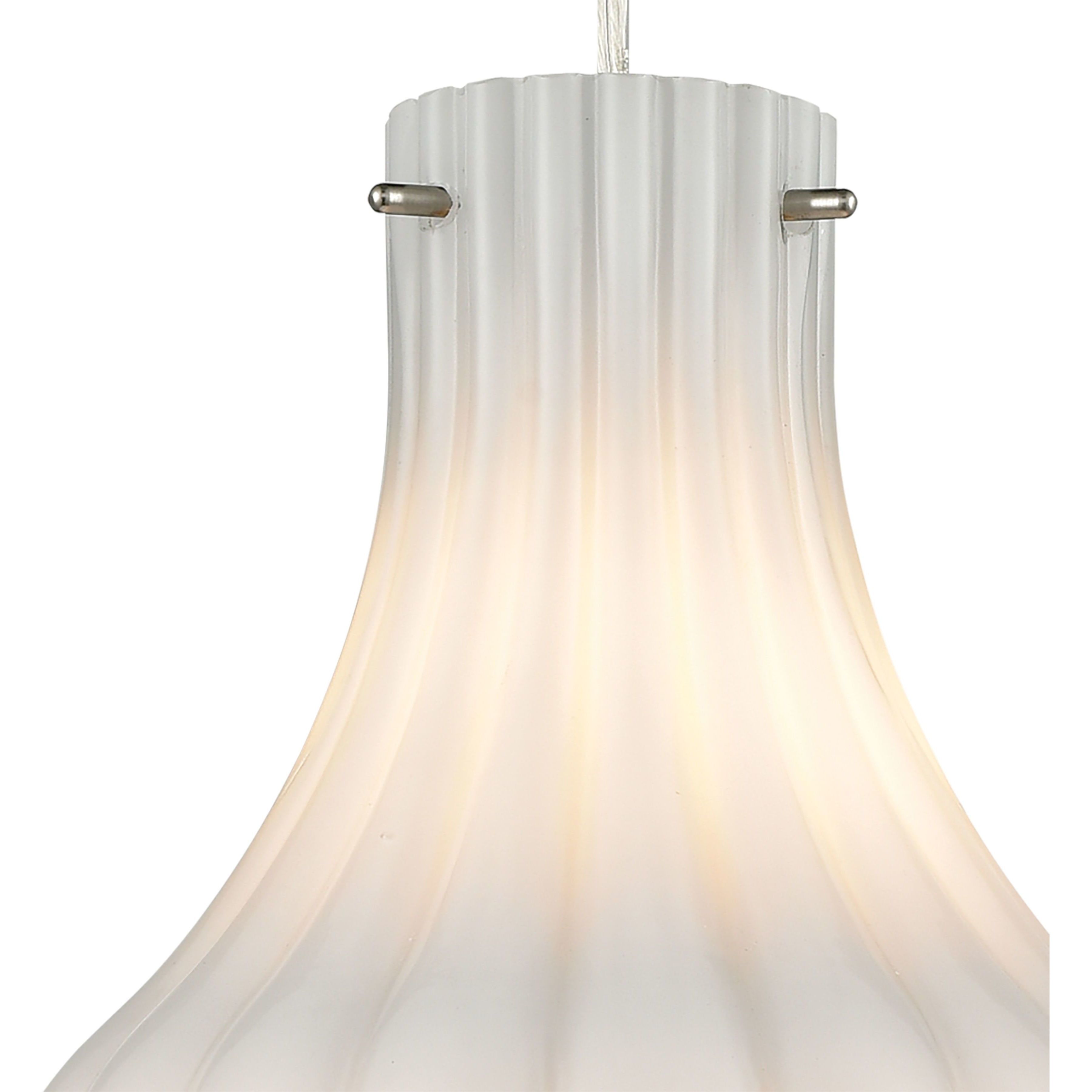 Coastal Scallop 1 Light 8 inch Satin Nickel Mini Pendant Ceiling Light in Opal White with Clear Glass