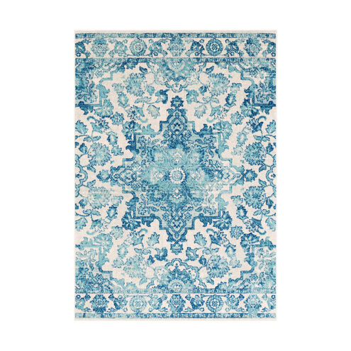 Elaziz 90 X 63 inch Dark Blue/Aqua/White Rugs, Rectangle