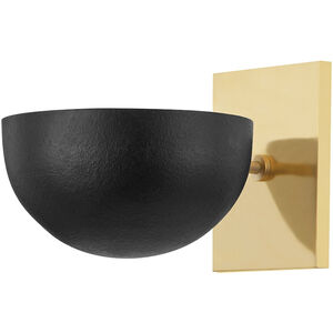 Wells 1 Light 7 inch Aged Brass/Black Plaster Wall Sconce Wall Light