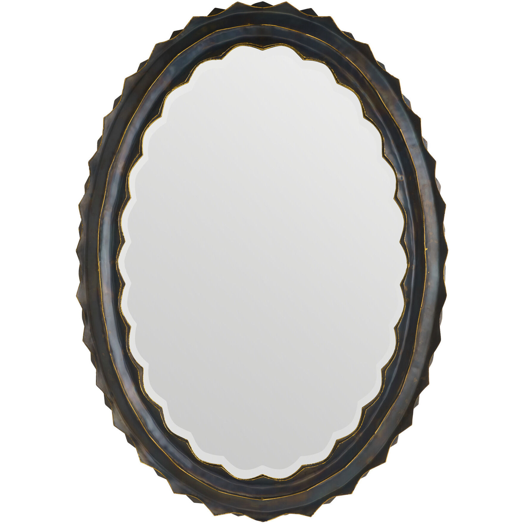 Norway 59 X 42 inch Burnt Iron and Antique Brass Mirror