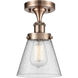 Cone 1 Light 6.25 inch Antique Copper Semi-Flush Mount Ceiling Light
