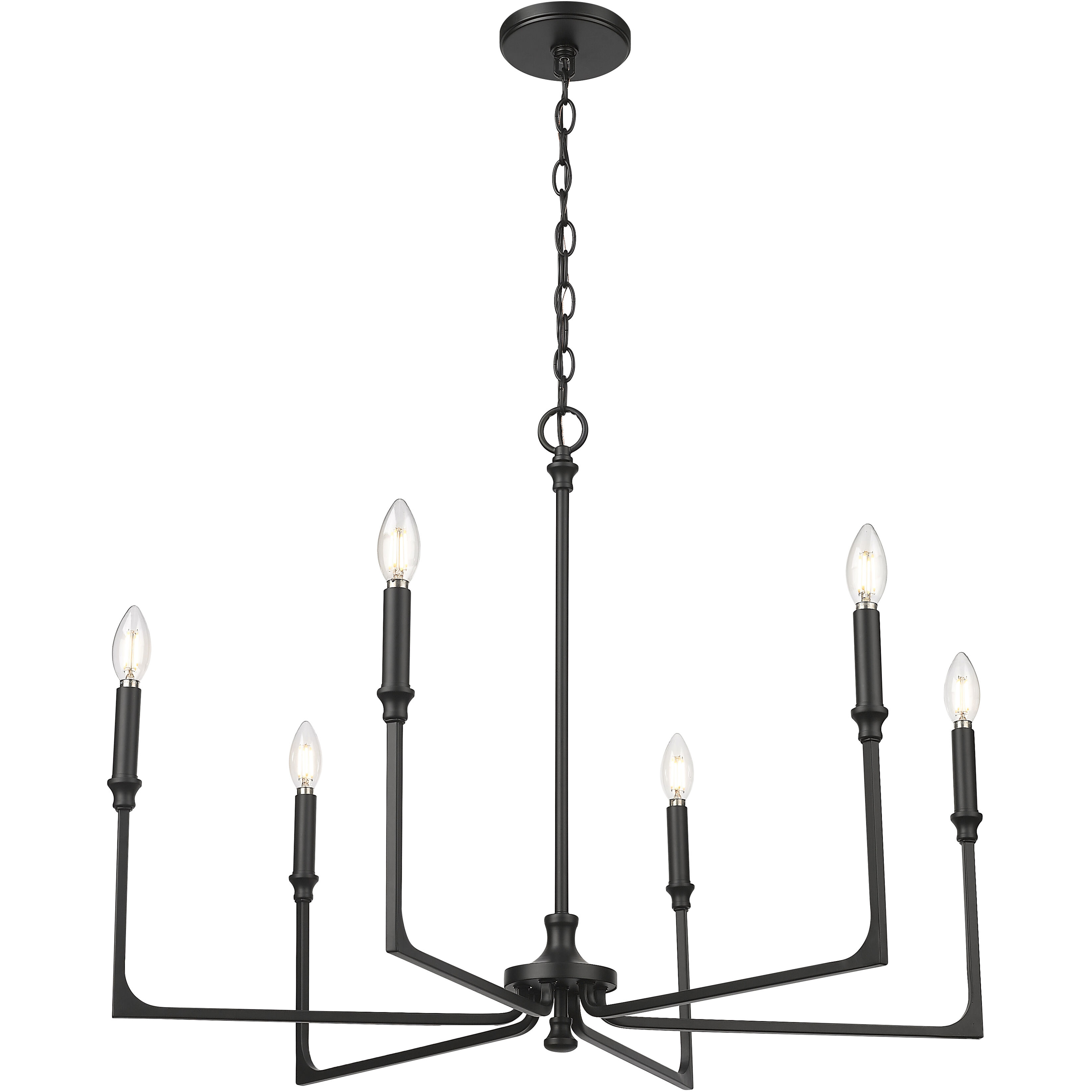 Azara 6 Light 32 inch Matte Black Chandelier Ceiling Light