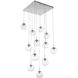 Nova Incandescent 12 Light Burnished Bronze Chandelier Ceiling Light, Square Multi-Pendant