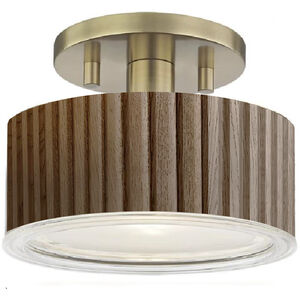Tambo LED 10 inch Dark Walnut and Weathered Brass Semi-Flush Mount Ceiling Light