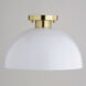 Devon LED 12.75 inch Glossy White and Satin Brass Semi-Flush Mount Ceiling Light
