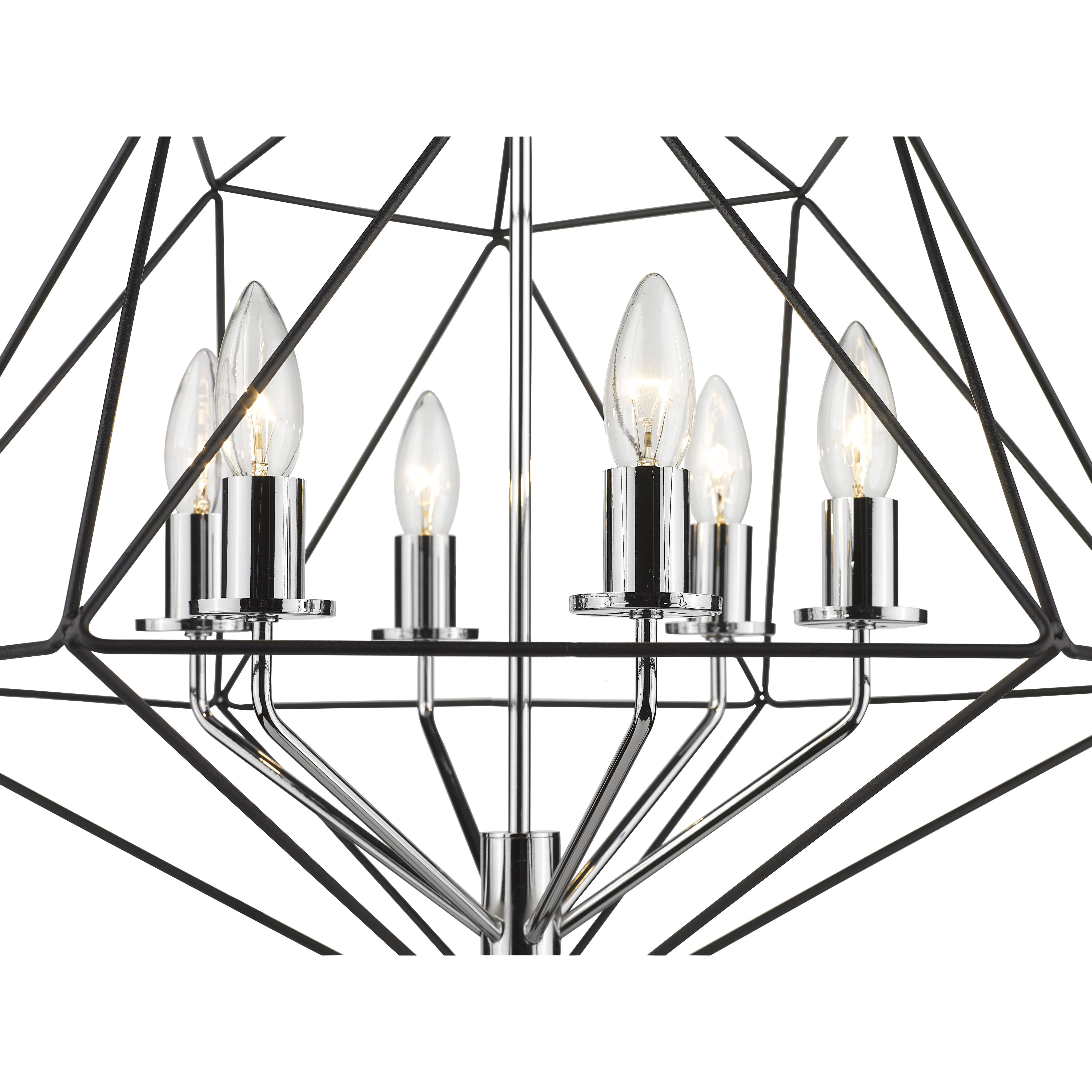 Geo 6 Light 22.25 inch Matte Black and Chrome Chandelier Ceiling Light