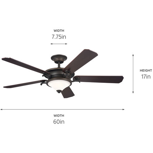 Rise 60 inch Olde Bronze with Gold Highlights with Walnut Blades Ceiling Fan