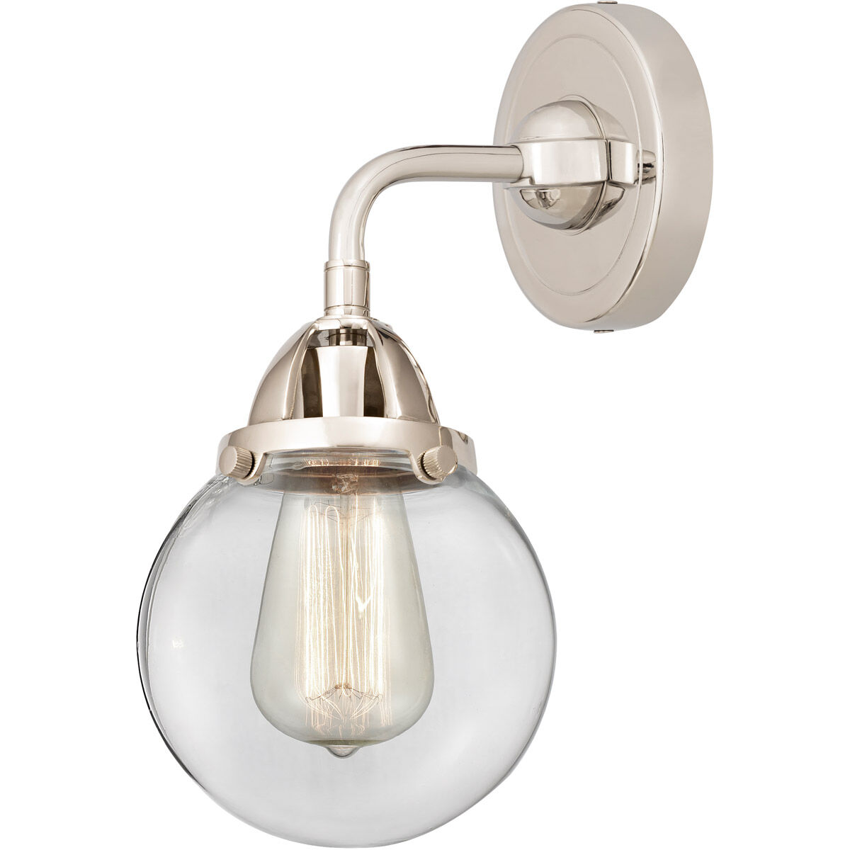 Nouveau 2 Beacon LED 6 inch Polished Nickel Sconce Wall Light in Clear Glass