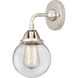 Nouveau 2 Beacon LED 6 inch Polished Nickel Sconce Wall Light in Clear Glass