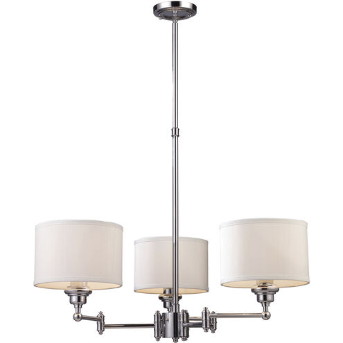 Westbrook 3 Light 20 inch Polished Chrome with White Chandelier Ceiling Light