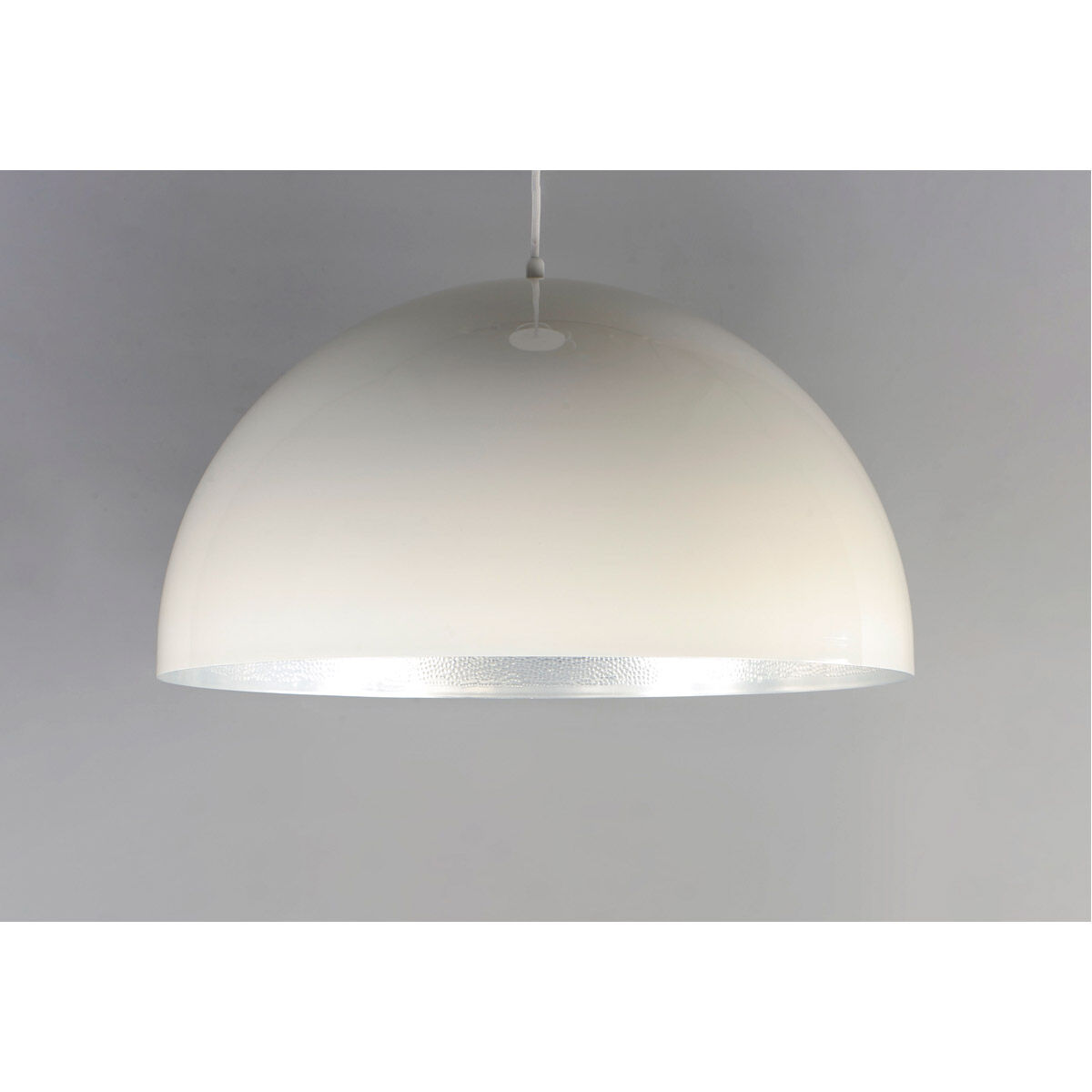 Hemisphere LED 31 inch Gloss White and Aluminum Single Pendant Ceiling Light 