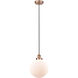 Edison Beacon 1 Light 10 inch Antique Copper Mini Pendant Ceiling Light