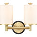 Marlowe 2 Light 13.63 inch Black Satin Brass Bath Vanity Light Wall Light