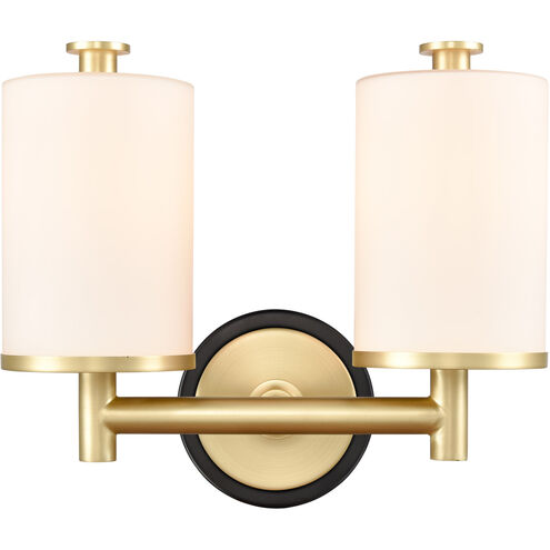 Marlowe LED 14 inch Black Satin Brass Bath Vanity Light Wall Light in White Glass