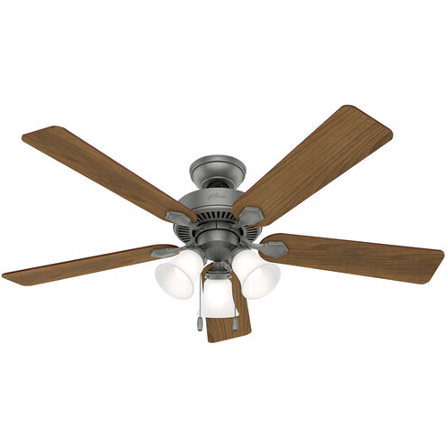 Swanson 52 inch Matte Silver with Autumn Walnut/Natural Wood Blades Ceiling Fan