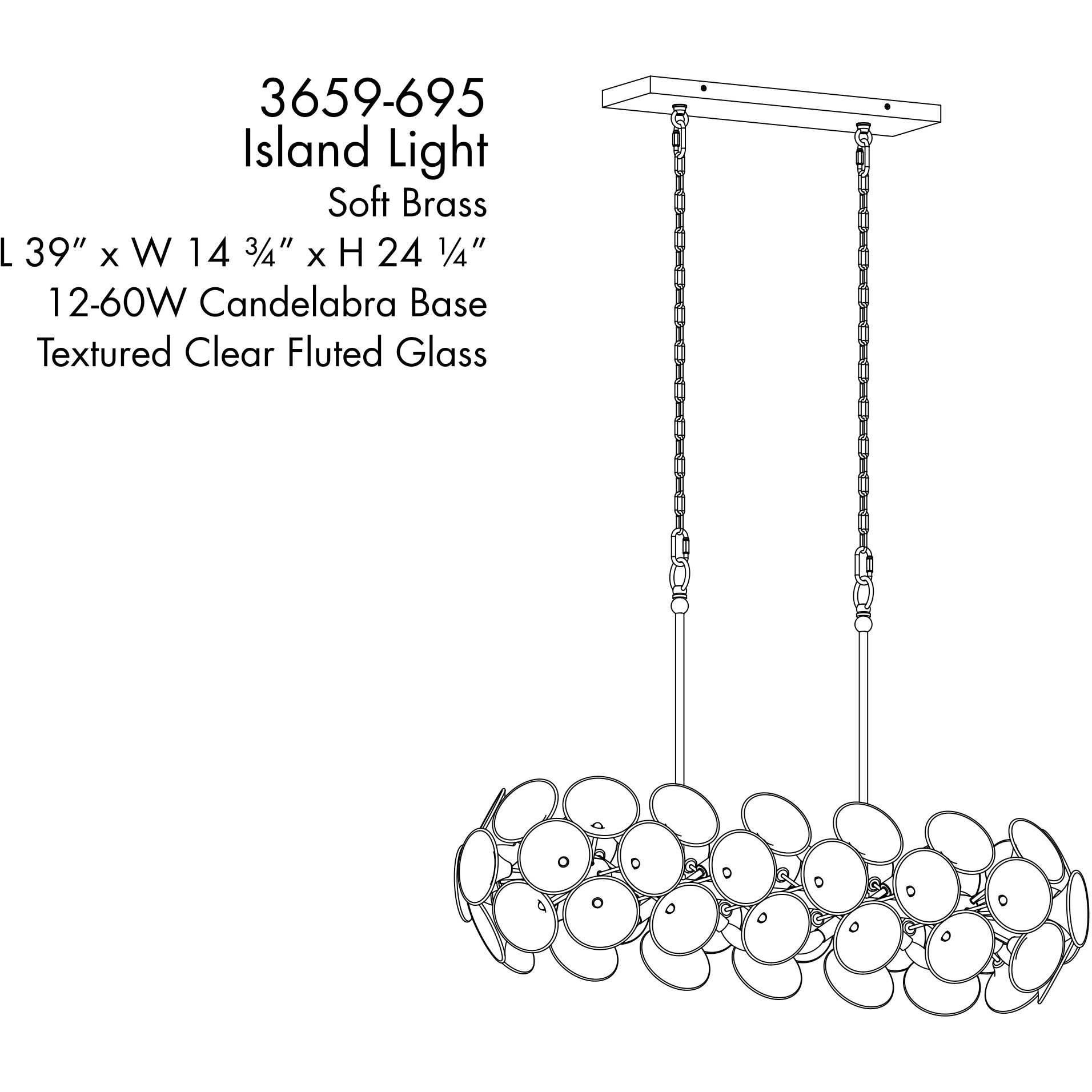 Winter 12 Light 39 inch Soft Brass Island Chandelier Ceiling Light