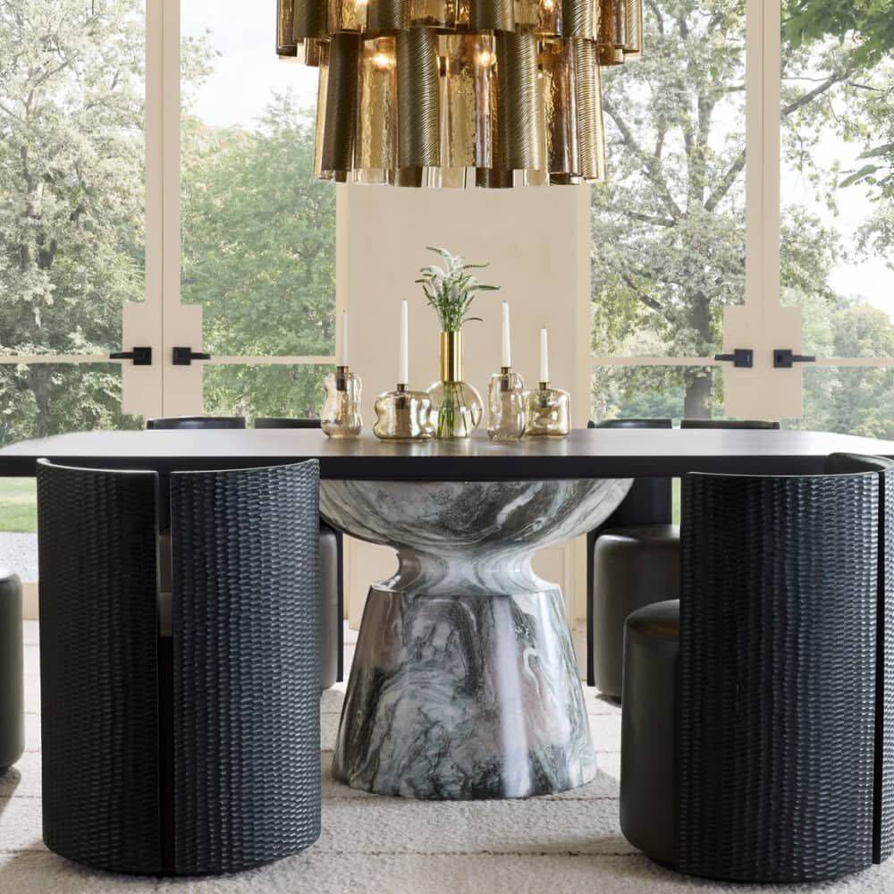 Forgey 82 X 30 inch Verde Faux Marble and Ebony Dining Table