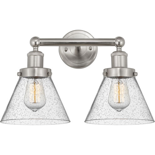 Cone 2 Light 15.5 inch Brushed Satin Nickel Bath Vanity Light Wall Light