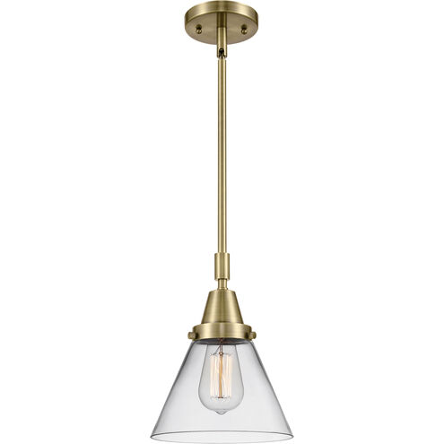Franklin Restoration X-Large Cone 1 Light 12 inch Antique Brass Mini Pendant Ceiling Light in Clear Glass