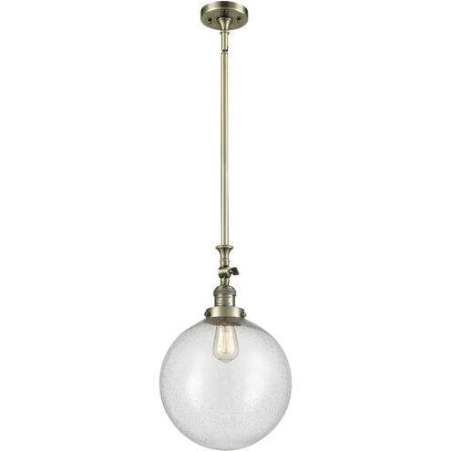Franklin Restoration Beacon 1 Light 12 inch Antique Brass Mini Pendant Ceiling Light in Incandescent, Seedy, Franklin Restoration