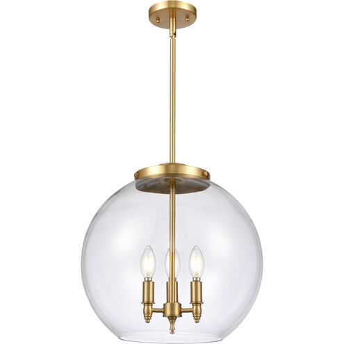 Ballston Athens LED 16 inch Satin Gold Pendant Ceiling Light in Clear Glass