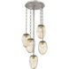 Meteo 5 Light 22 inch Beige Silver Multi-Pendant Ceiling Light in Amber, Oval Chain