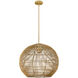 Berkshire 1 Light 19.25 inch Tan Metal with Camel Rattan Pendant Ceiling Light