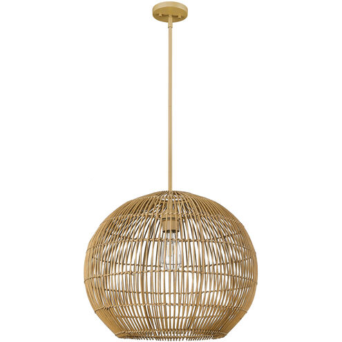 Berkshire 1 Light 19.25 inch Tan Metal with Camel Rattan Pendant Ceiling Light