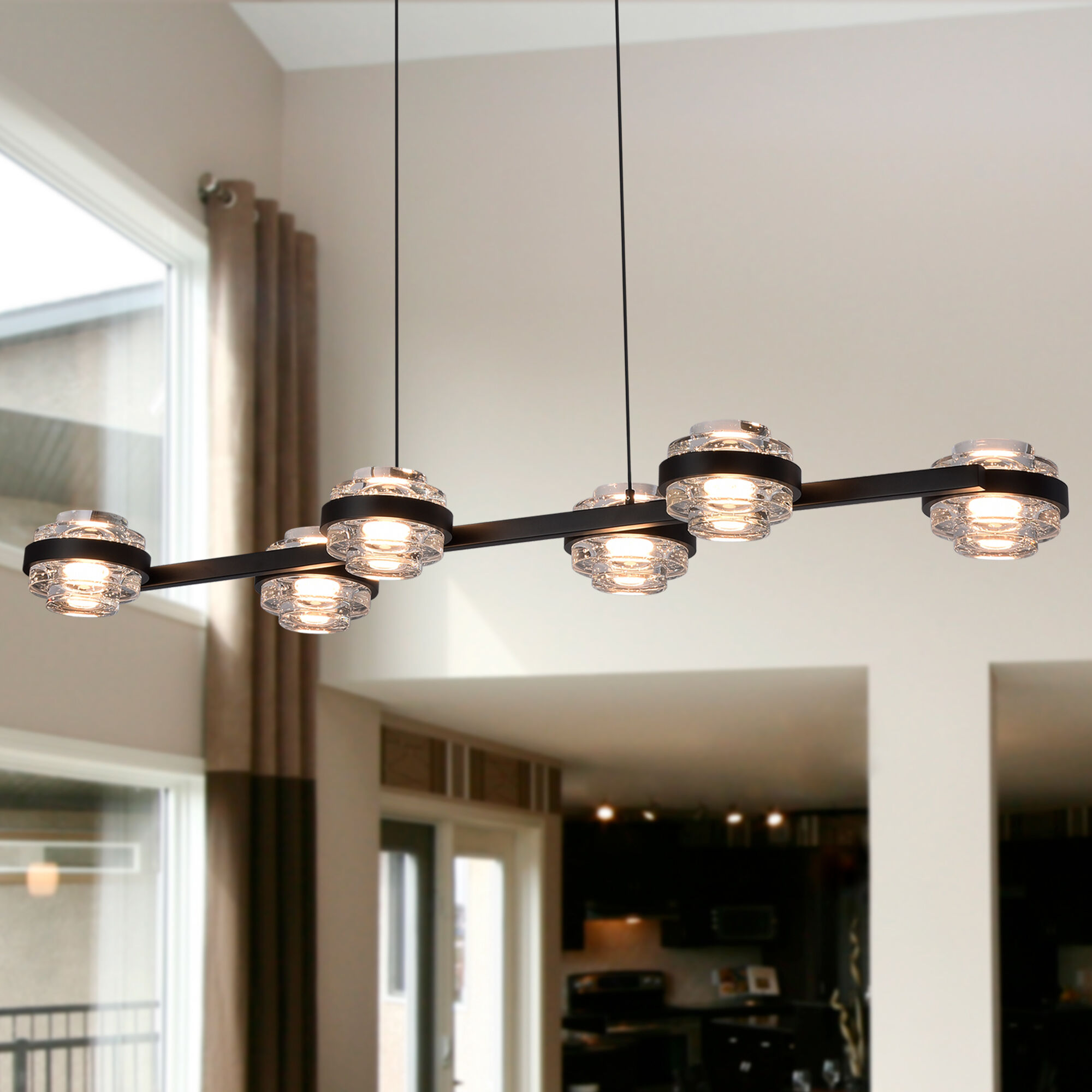 Milano Series Linear Chandelier Ceiling Light in Black, Artisan Collection