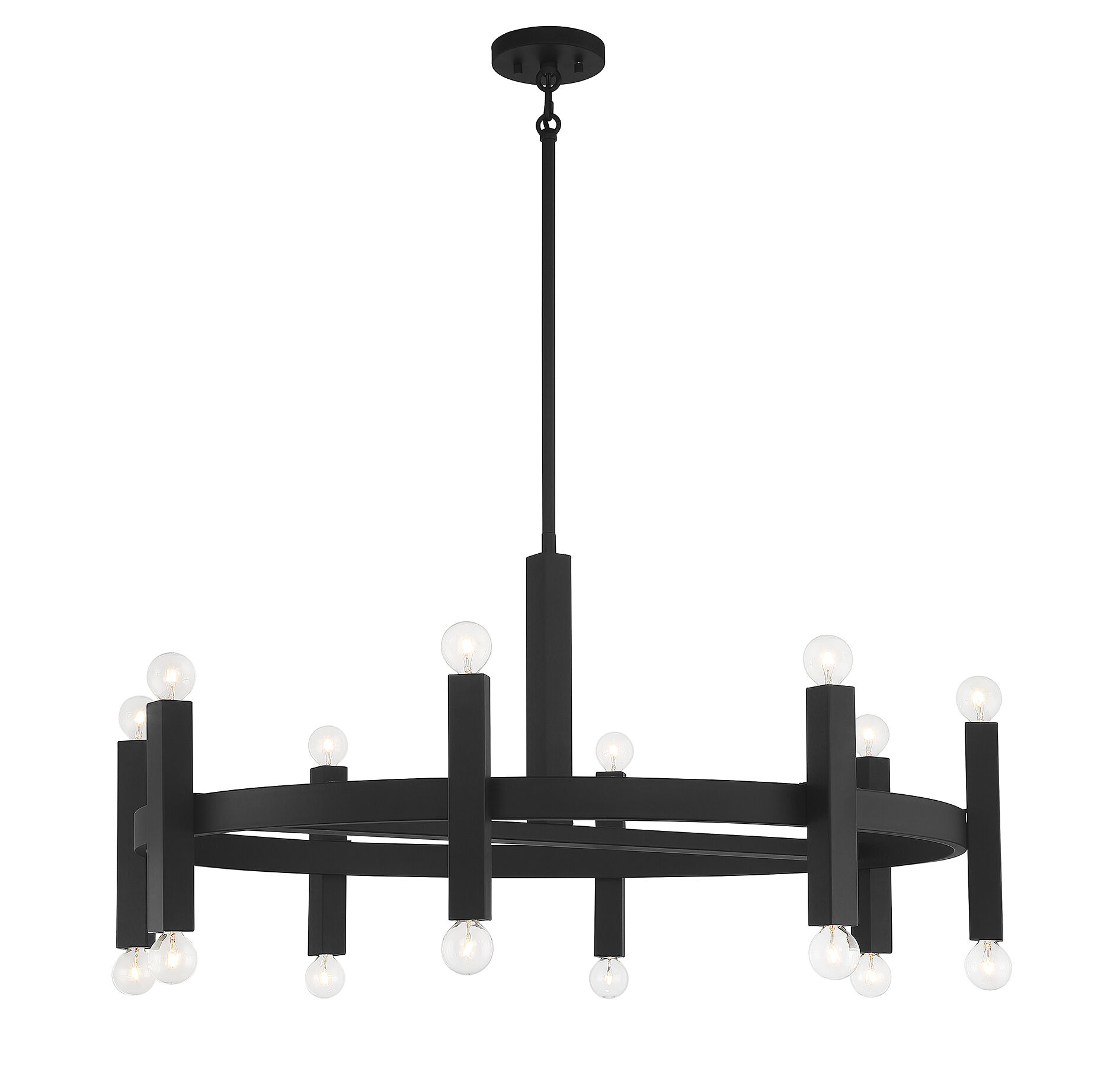 Contemporary 16 Light 40.5 inch Matte Black Chandelier Ceiling Light
