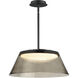 Jensen LED 18 inch Black Single Pendant Ceiling Light in Smoke
