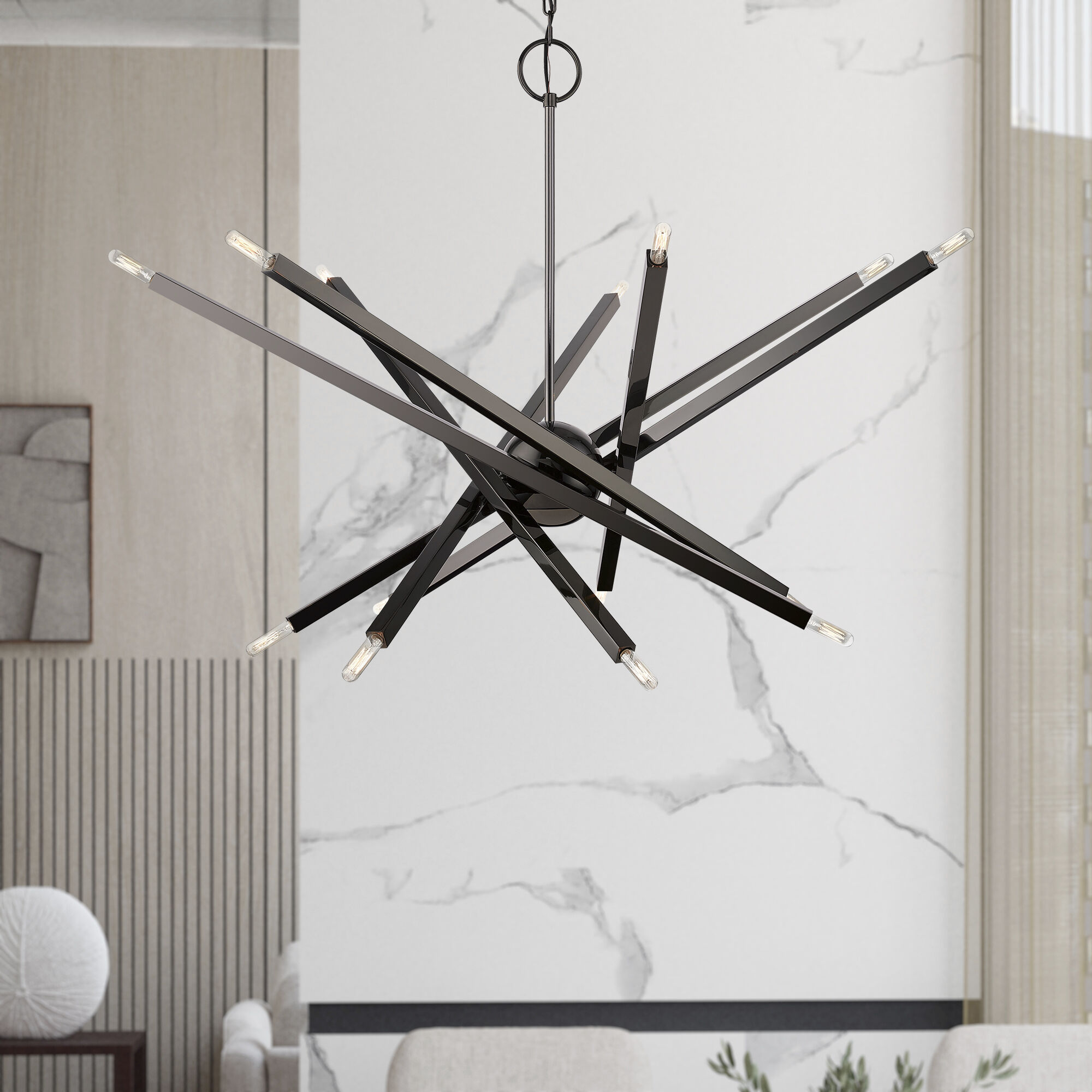 Monaco 14 Light 40 inch Black Chrome Chandelier Ceiling Light, Extra Large