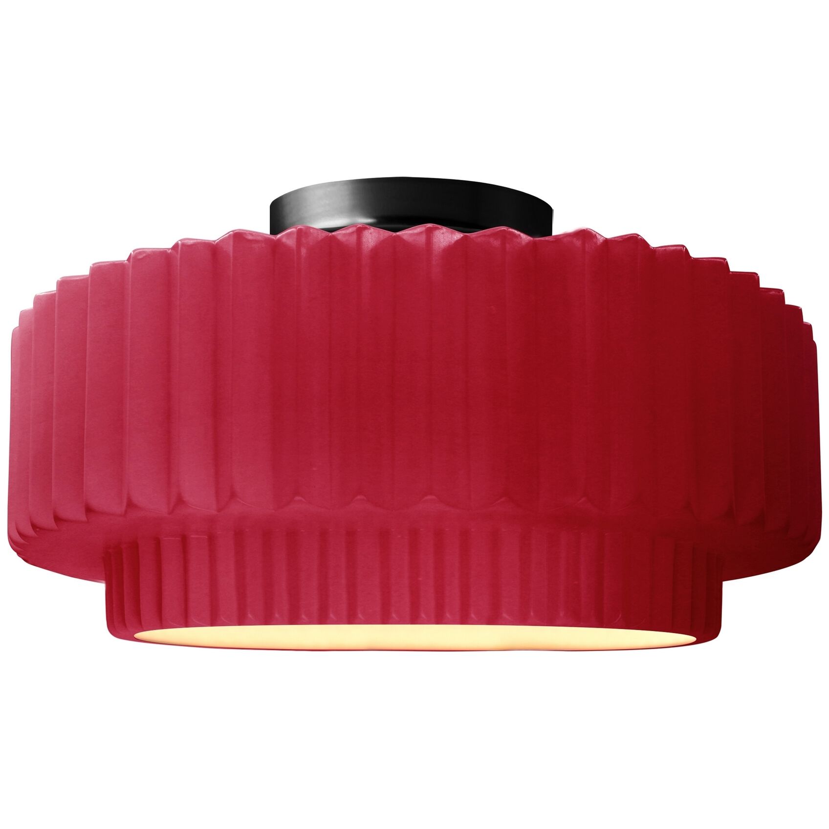 Radiance Collection - Pleated Tier 1 Light 12 inch Cerise Semi-Flush Ceiling Light, Form+Finish+Function