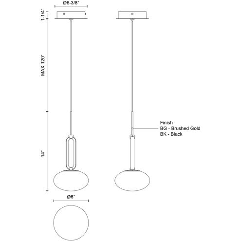 Tavira LED 6 inch Black Pendant Ceiling Light